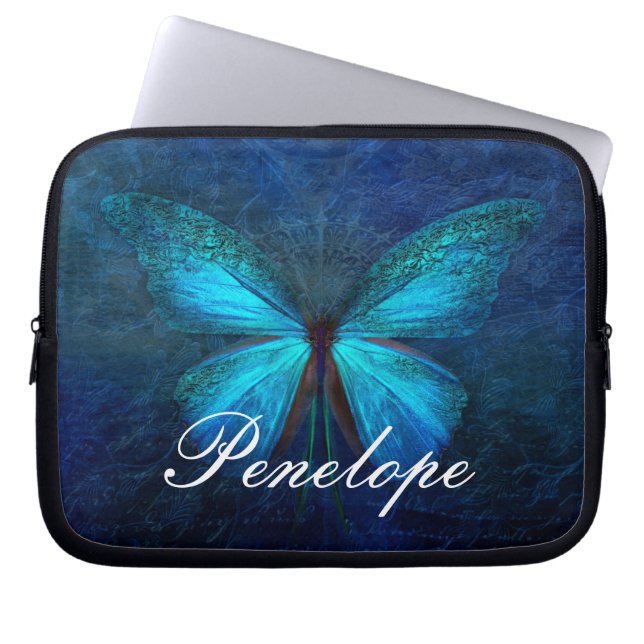 Blue Butterfly of Joy & Luck Laptop Sleeve (Front)