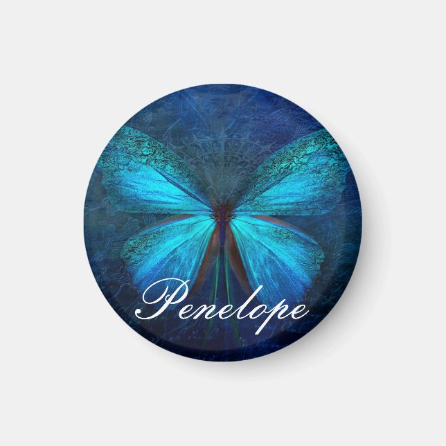 Blue Butterfly of Joy & Luck Magnet (Front)