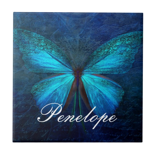 Blue Butterfly of Joy & Luck Tile (Front)