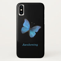 Blue Butterfly on Black