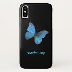 Blue Butterfly on Black Case-Mate iPhone Case