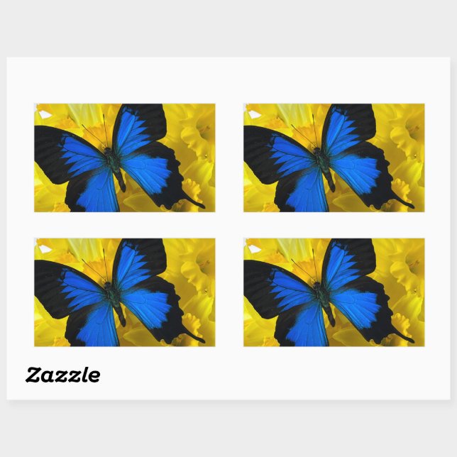 Blue butterfly on daffodils sticker (Sheet)