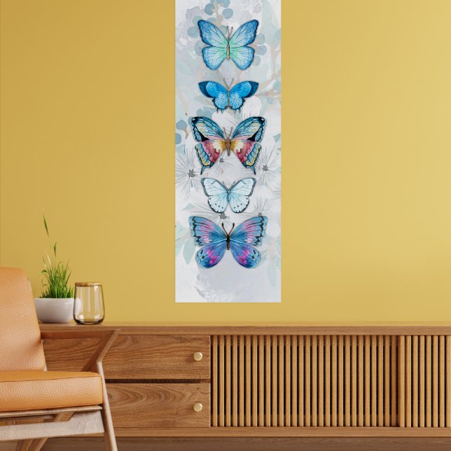 Blue Butterfly Panel Canvas Print (Living Room 2)
