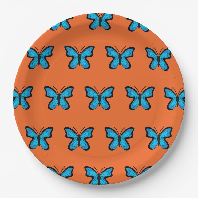 Blue Butterfly Paper Plate (Front)