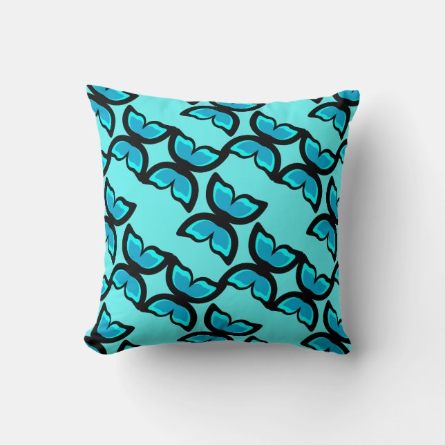 Blue Butterfly Pattern Throw Pillow (Front)