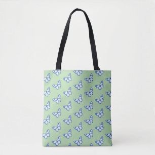 Blue Butterfly Pattern Tote Bag