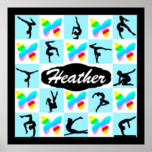 BLUE BUTTERFLY PERSONALIZED GYMNASTICS POSTER (Front)