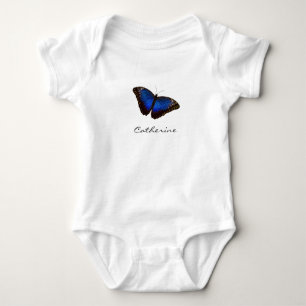 Blue Butterfly Personalized with Name Baby Bodysuit