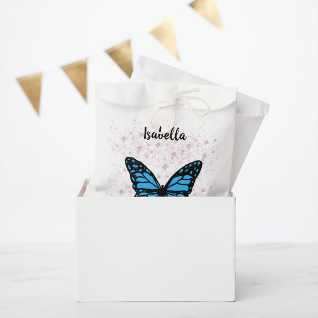 blue butterfly pink glitter  favour bag (Party)