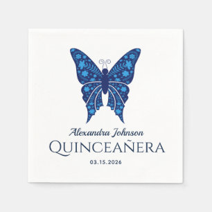 Blue Butterfly Quinceañera Napkin