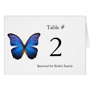 Blue Butterfly Reception Table Number