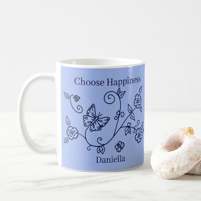 Blue Butterfly Reminder Mug (With Donut)