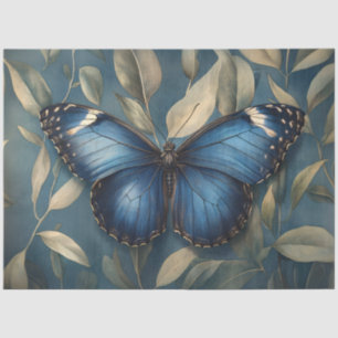 Blue Butterfly Resting on Foliage Decoupage Tissue Paper