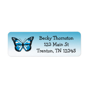 Blue Butterfly Return Address Label