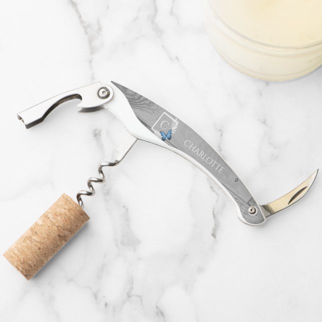 Blue Butterfly Rustic Corkscrew (Front)