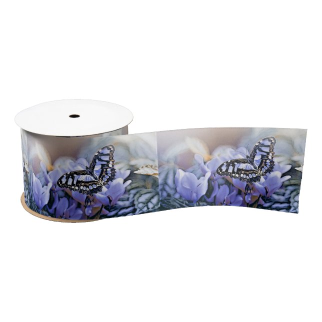 Blue Butterfly Satin Ribbon (Spool)