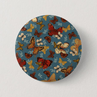 blue Butterfly seamless pattern 2 Inch Round Button
