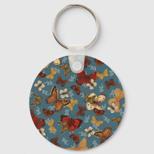 blue Butterfly seamless pattern Keychain