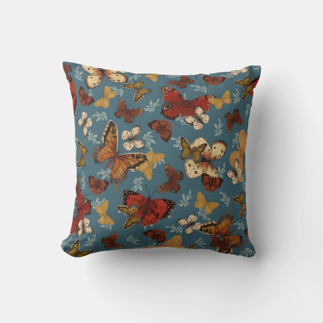 blue Butterfly seamless pattern Throw Pillow (Front)