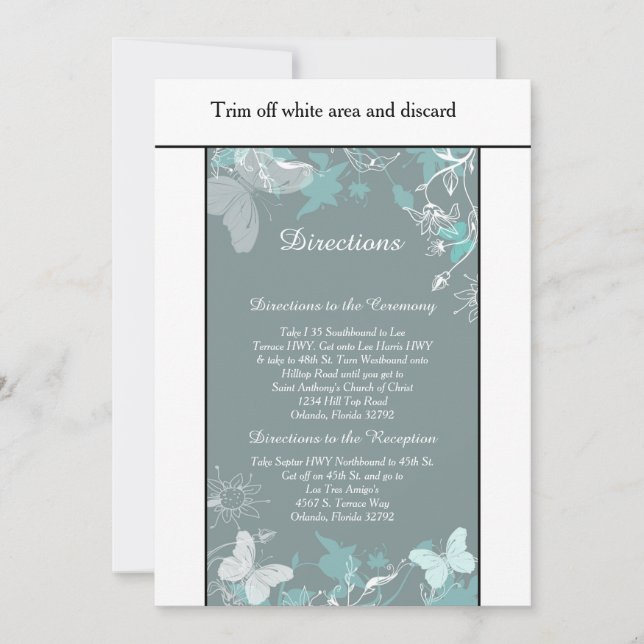 Blue Butterfly Spring 3.5x6 Directions Card (Front)