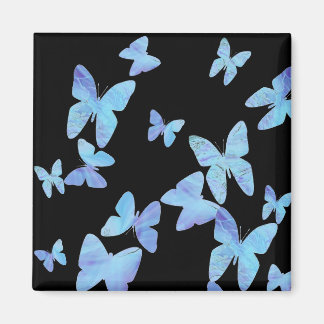Blue Butterfly Square Magnet