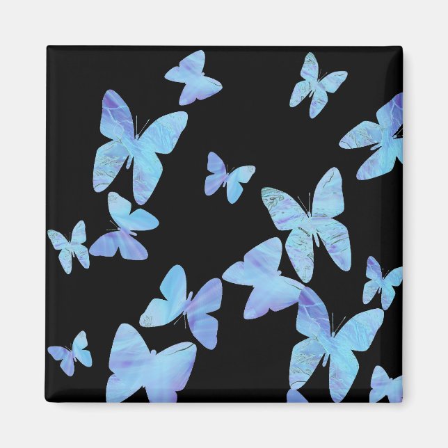 Blue Butterfly Square Magnet (Front)