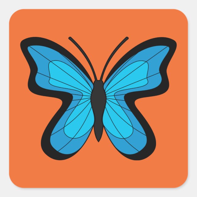 Blue Butterfly Square Sticker (Front)