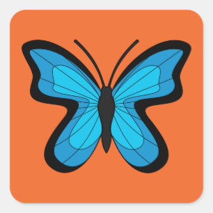 Blue Butterfly Square Sticker
