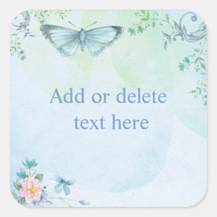 Blue Butterfly Square Sticker
