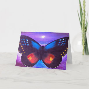 Blue Butterfly Sunset Painting - Multi Card