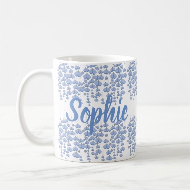 Blue Butterfly Swarm Custom Coffee Mug (Left)