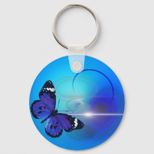 Blue butterfly swirls keychain