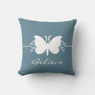 Blue Butterfly Swirls Pillow