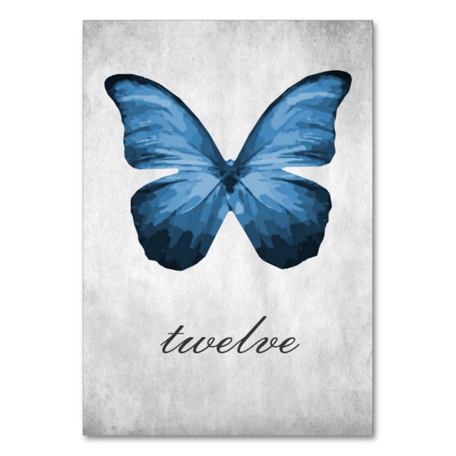 Blue Butterfly Table Number Card (Front)
