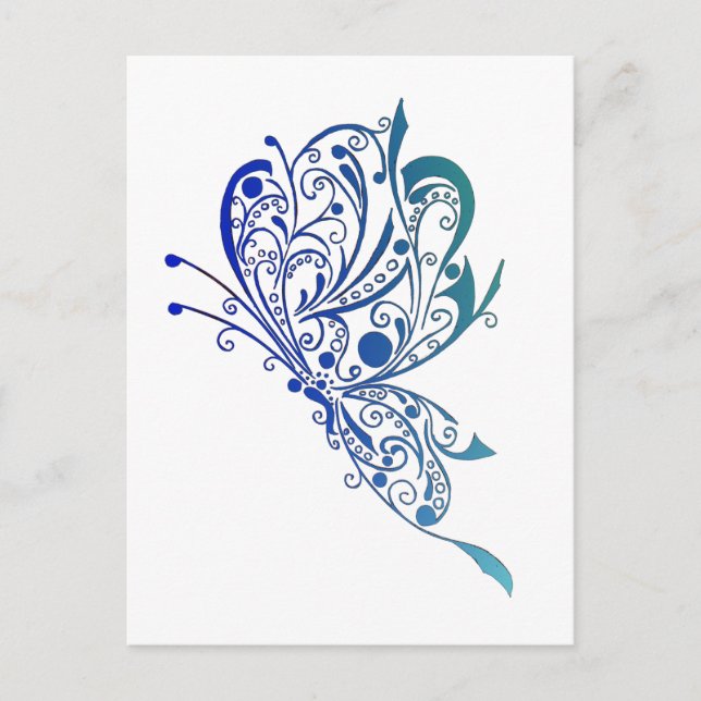 Blue Butterfly Tattoo Postcard (Front)