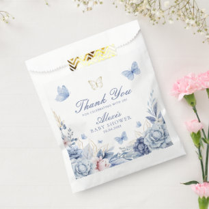 Blue Butterfly Thank You Boy Baby Shower Favour Bag