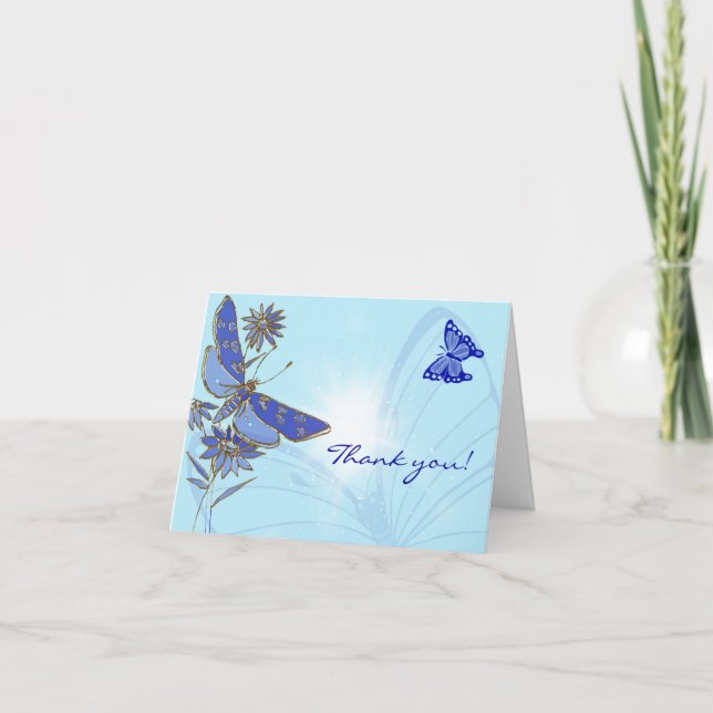 Blue Butterfly Thank You Card (Front)