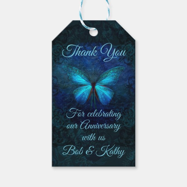 Blue Butterfly Thank You Gift Tags (Front)