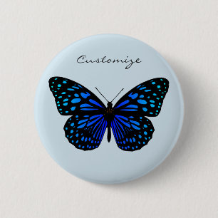 Blue Butterfly Thunder_Cove 2 Inch Round Button