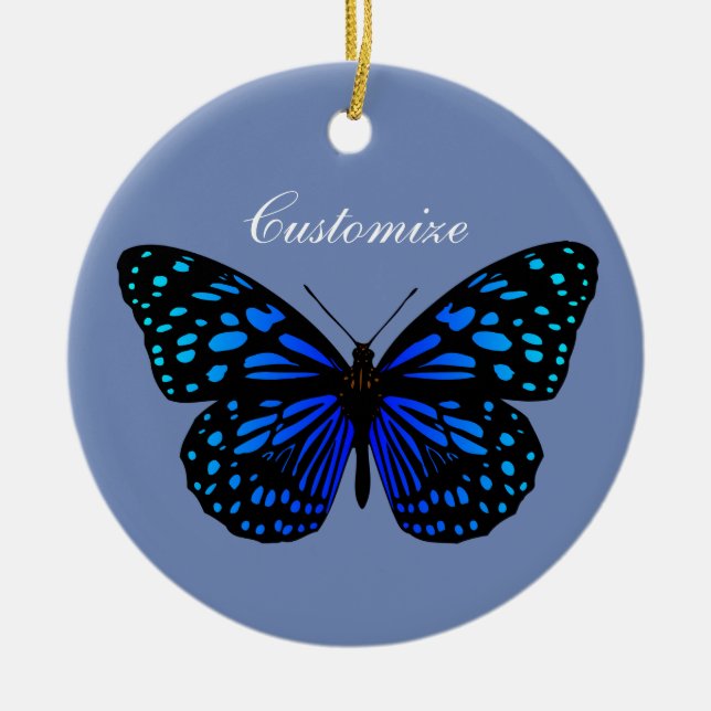 Blue Butterfly Thunder_Cove Ceramic Ornament (Front)