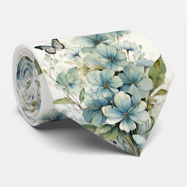 Blue Butterfly Tie (Rolled)