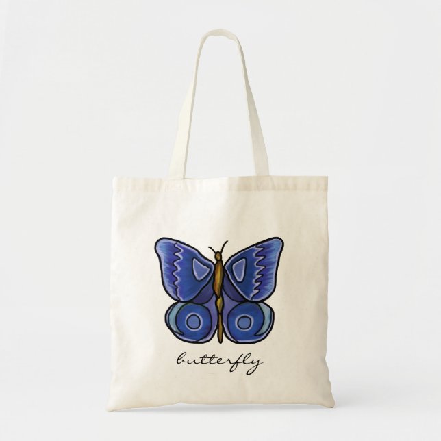Blue Butterfly Tote Bag (Front)
