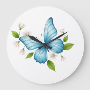 Blue Butterfly Wall Clock