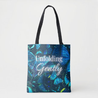 blue butterfly whimsy aesthetic Inspiration Quote  Tote Bag