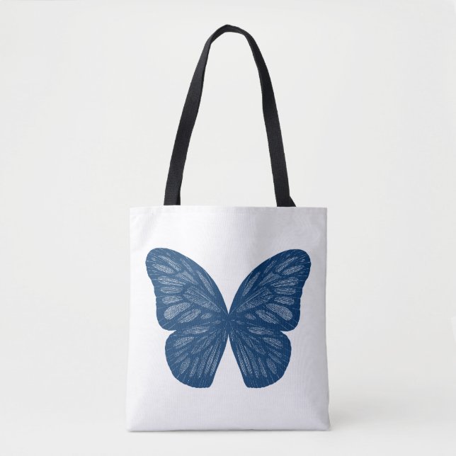 Blue Butterfly Wings Illustration Tote Bag (Front)