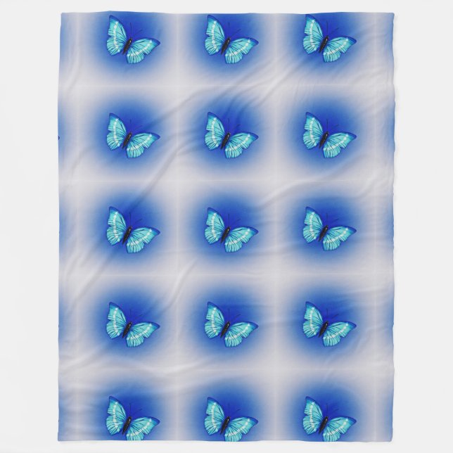 blue butterfly wings pattern customize girly angel fleece blanket (Front)
