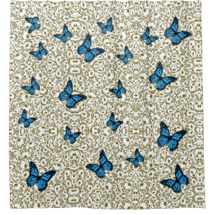 Blue Butterfly with Golden Leaves