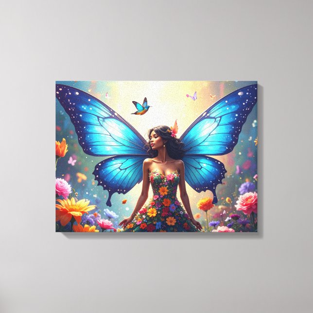 Blue Butterfly Woman Canvas Print (Front)