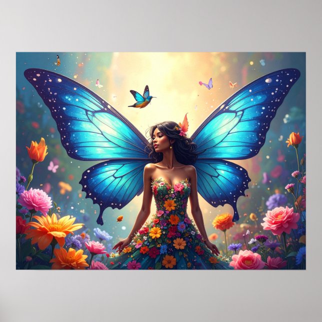 Blue Butterfly Woman Poster (Front)