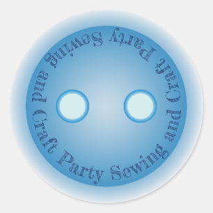 Blue Button Sewing and Craft Party Classic Round Sticker